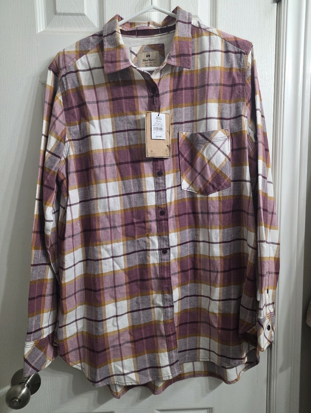 NWT WindRiver Heritage Burgundy Plaid Flannel Shirt - Size XL